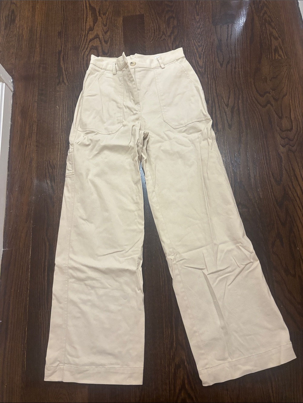 Zara Wide Leg Work Carpenter Pants - Cream